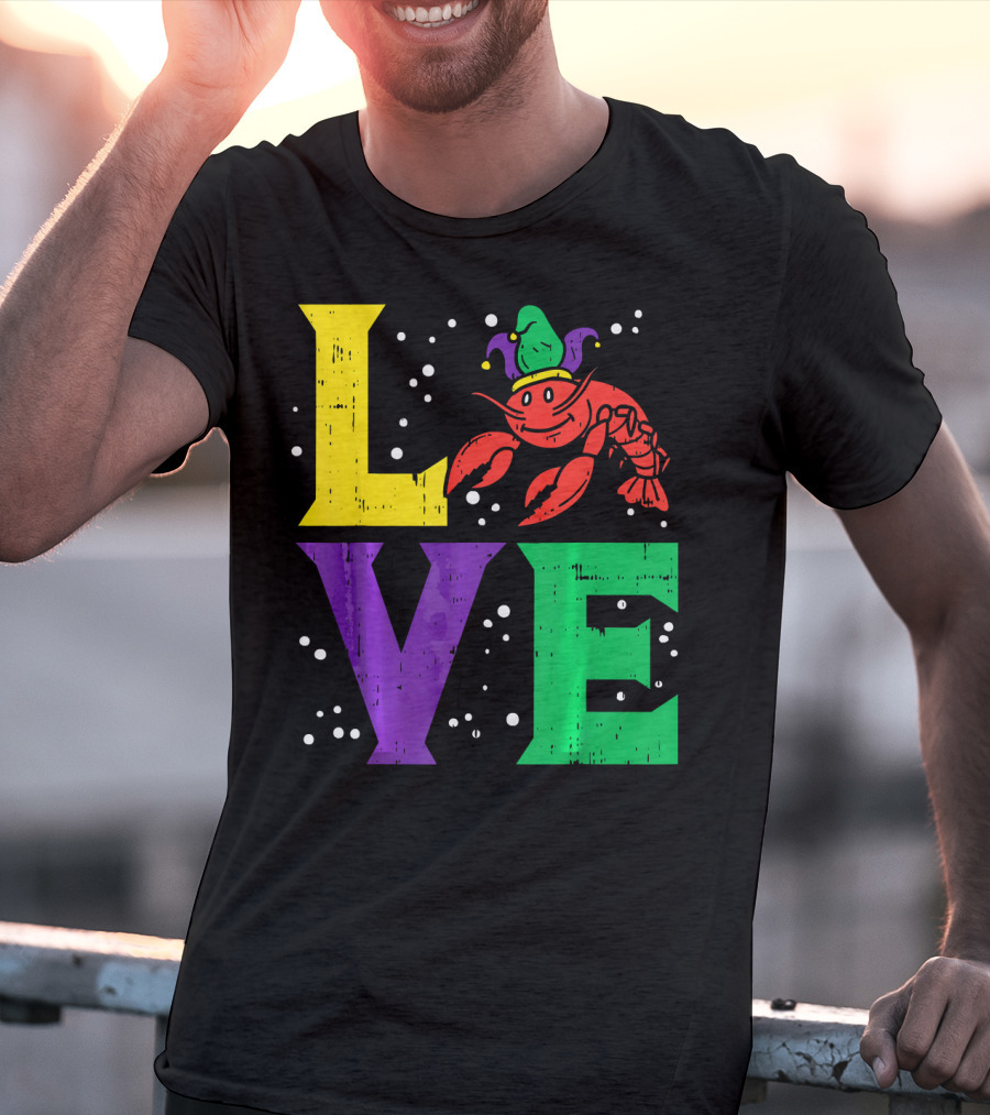 Love Crawfish Jester Hat Mardi Gras T-Shirt