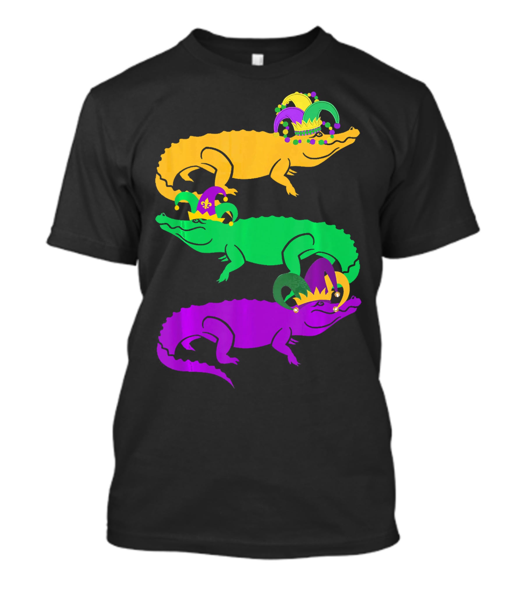 Cute Three Alligator Jesters Mardi Gras Beads T-Shirt