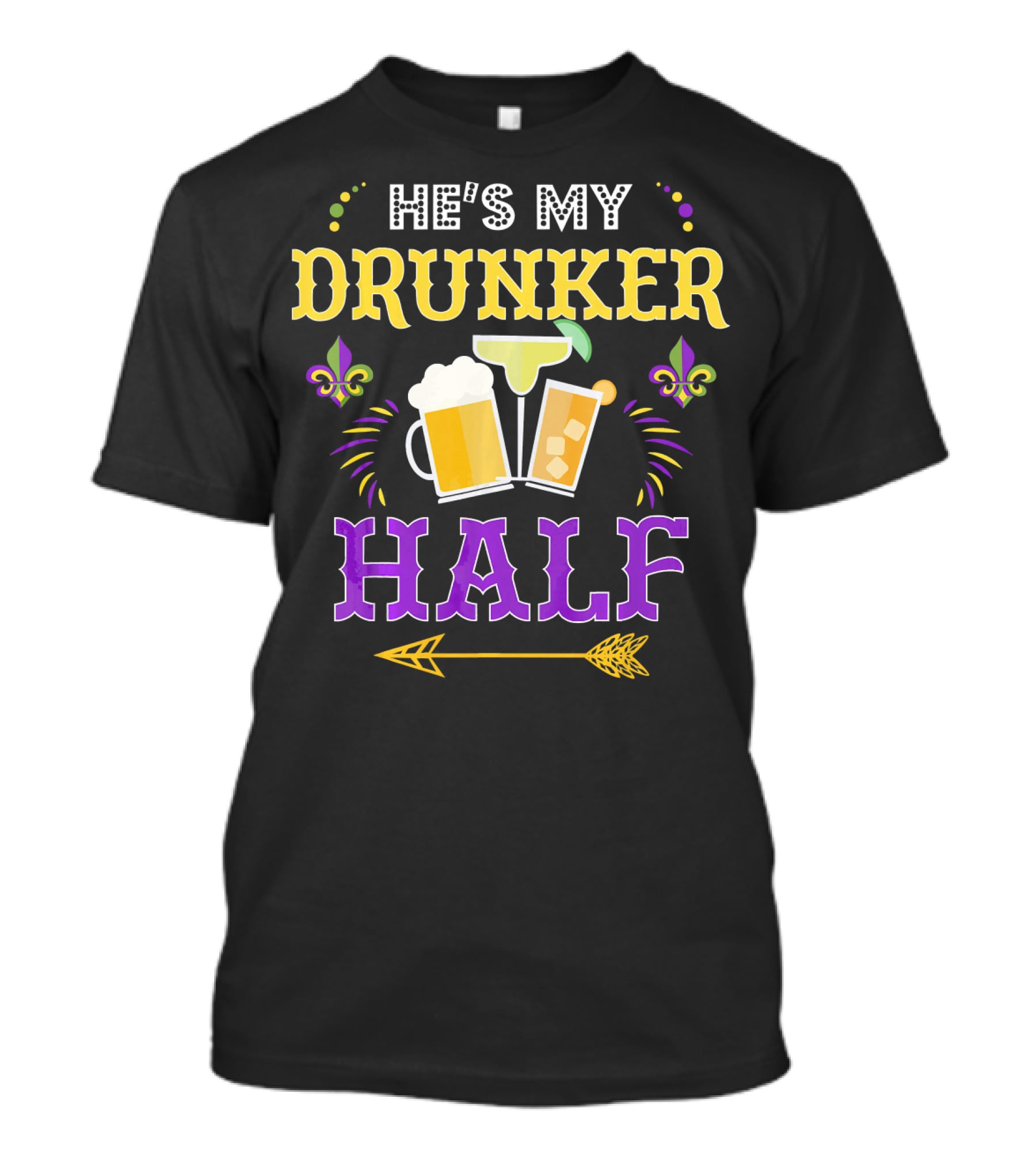 He's My Drunker Half Beer Cocktails Fleur-de-Lis Arrow T-Shirt