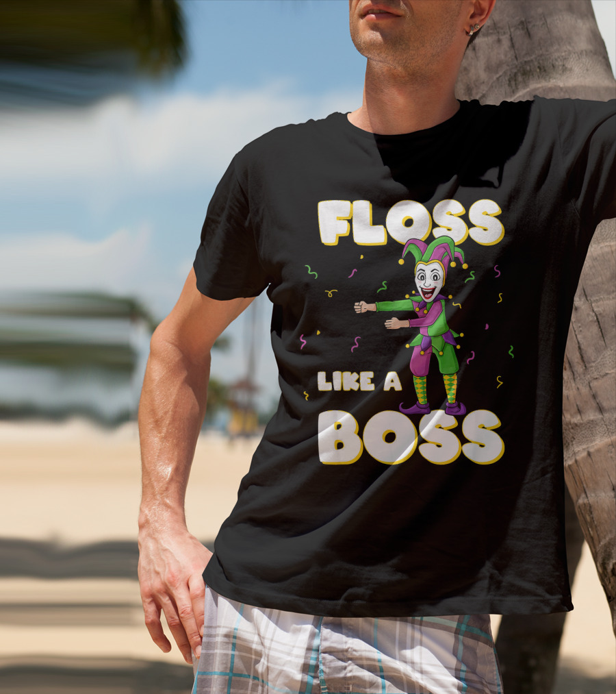 Floss Like A Boss Mardi Gras Joker Floss Jester Festive Dance T-Shirt