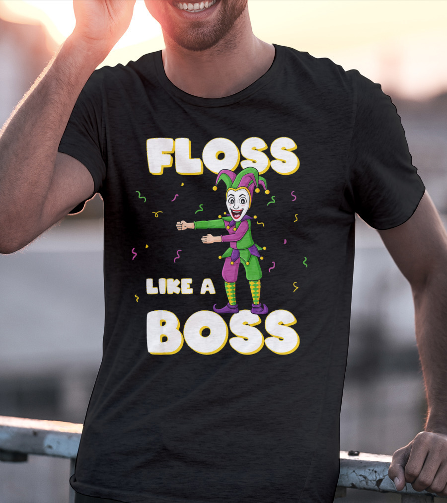 Floss Like A Boss Mardi Gras Joker Floss Jester Festive Dance T-Shirt
