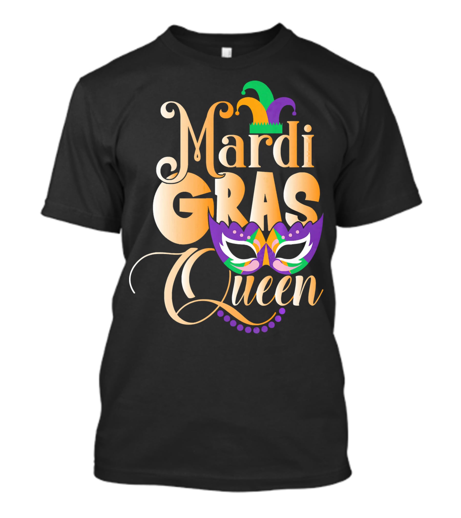 Mardi Gras Queen New Orleans Mask Beads Festival T-Shirt