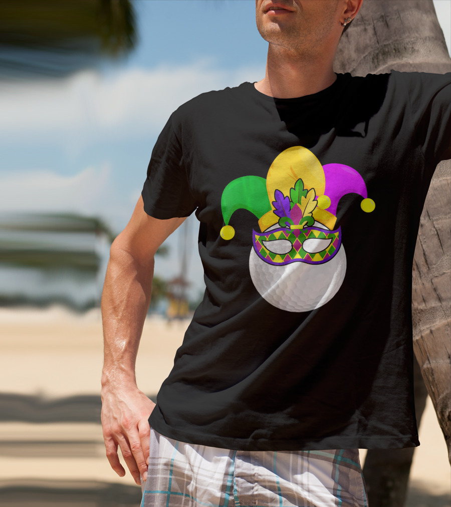 Golf Ball Mardi Gras Jester Hat Carnival Mask T-Shirt