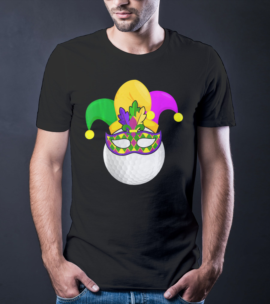 Golf Ball Mardi Gras Jester Hat Carnival Mask T-Shirt