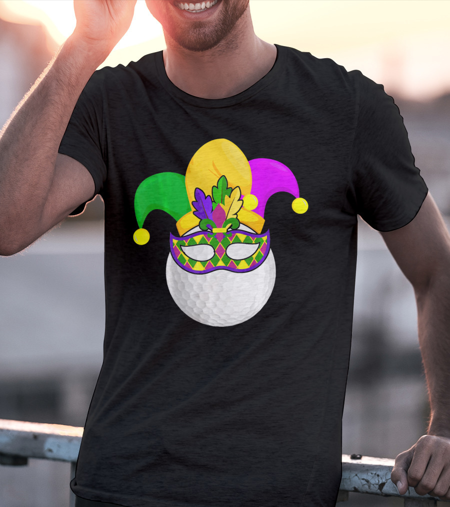 Golf Ball Mardi Gras Jester Hat Carnival Mask T-Shirt