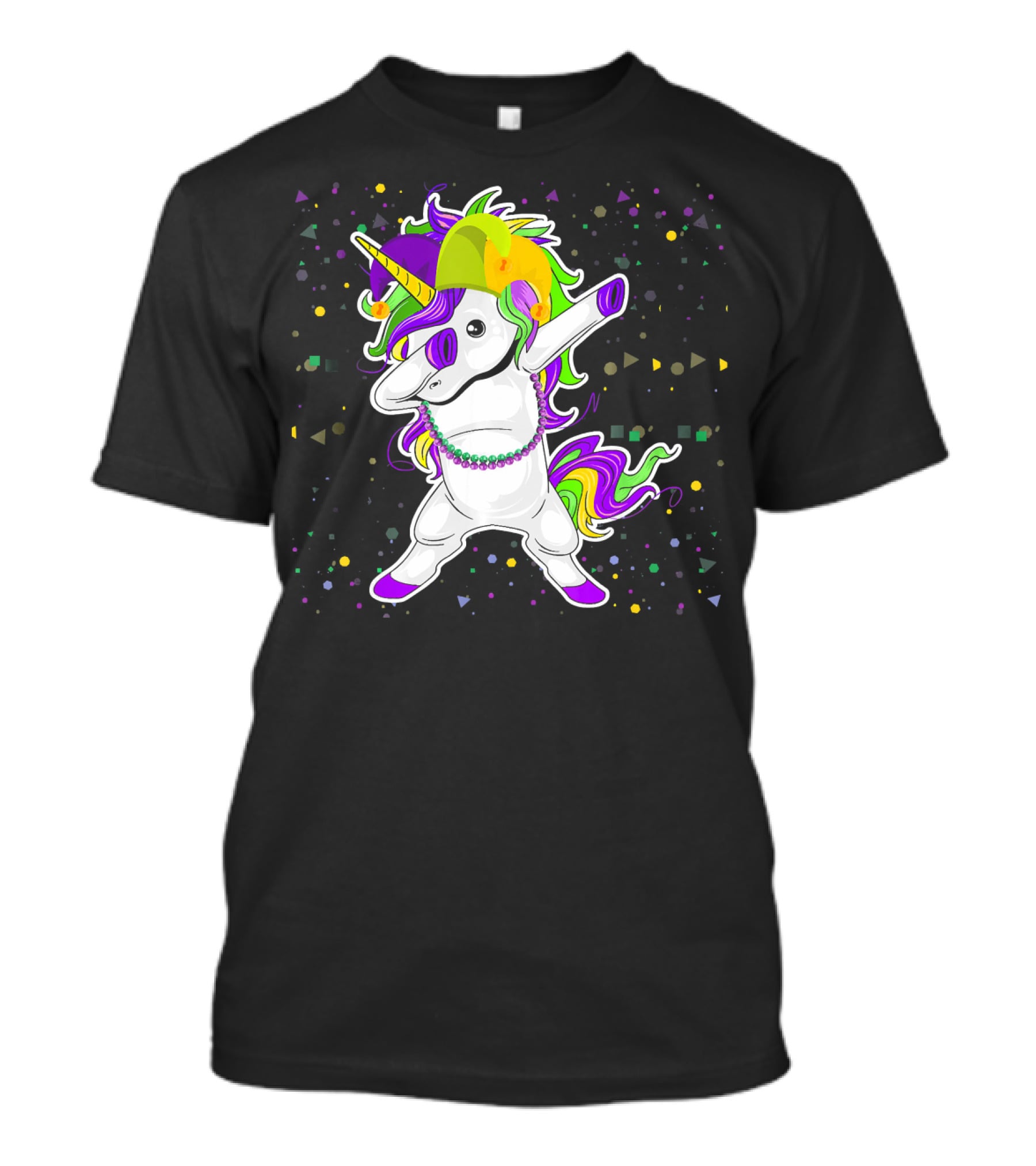 Mardi Gras Unicorn Party Mask Floss Dance T-Shirt