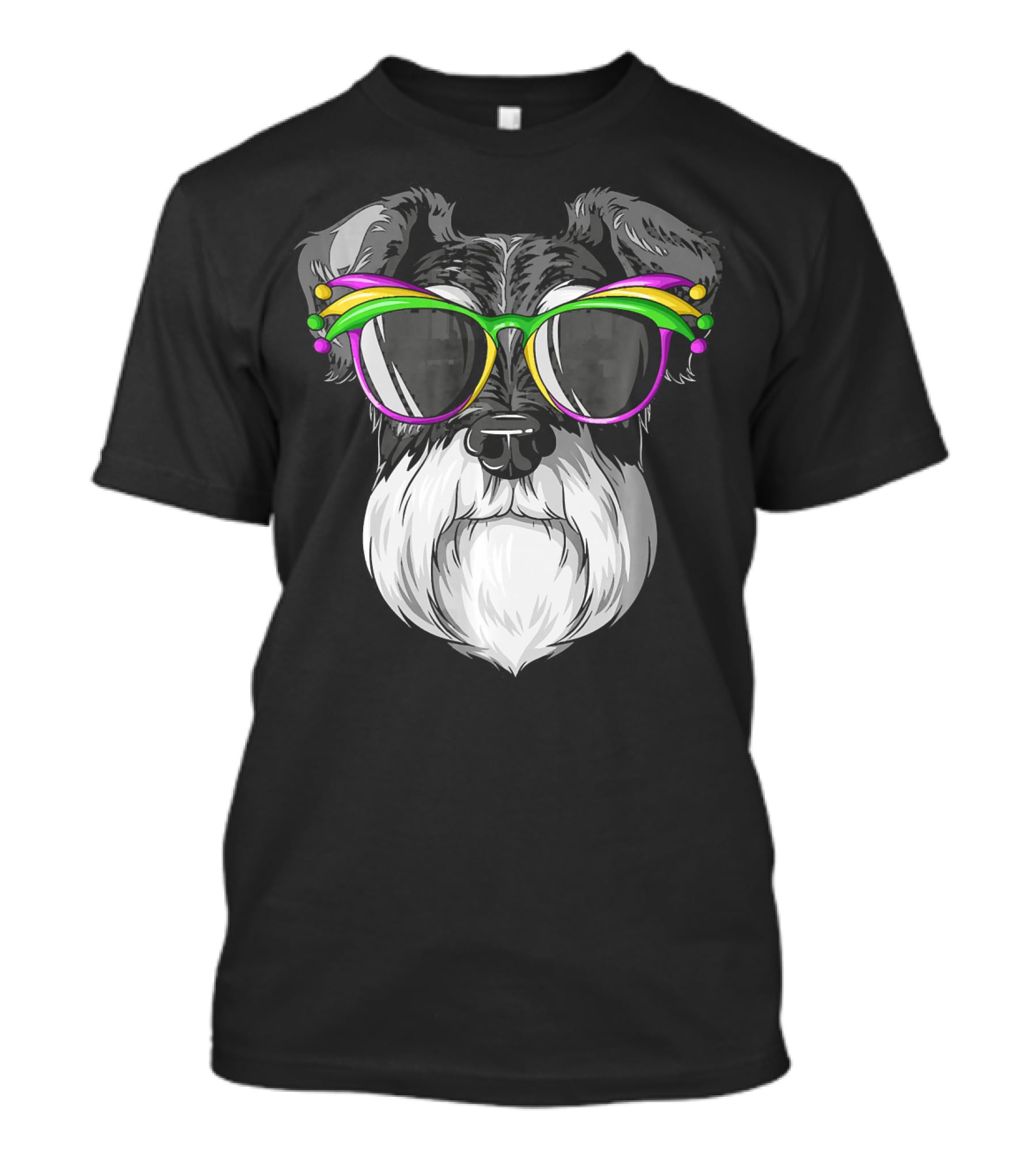 Schnauzer Mardi Gras Carnival Mask Sunglasses T-Shirt