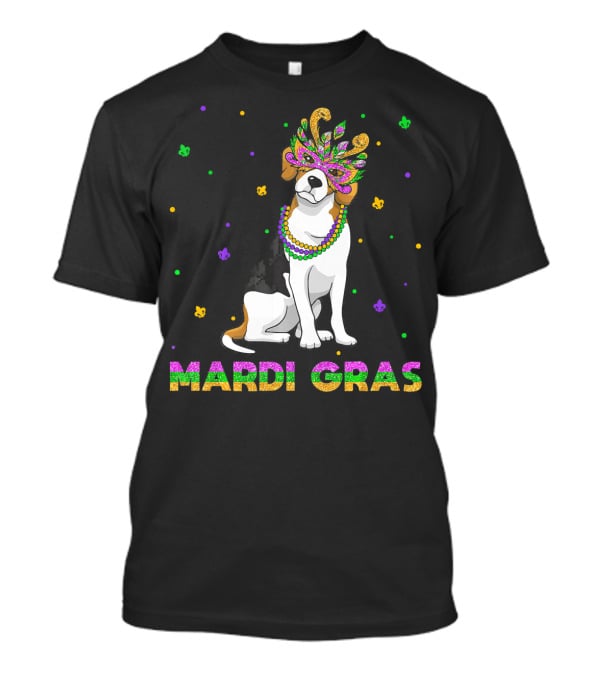 Jack Russell Terrier Mardi Gras Mask Beads Fun T-Shirt