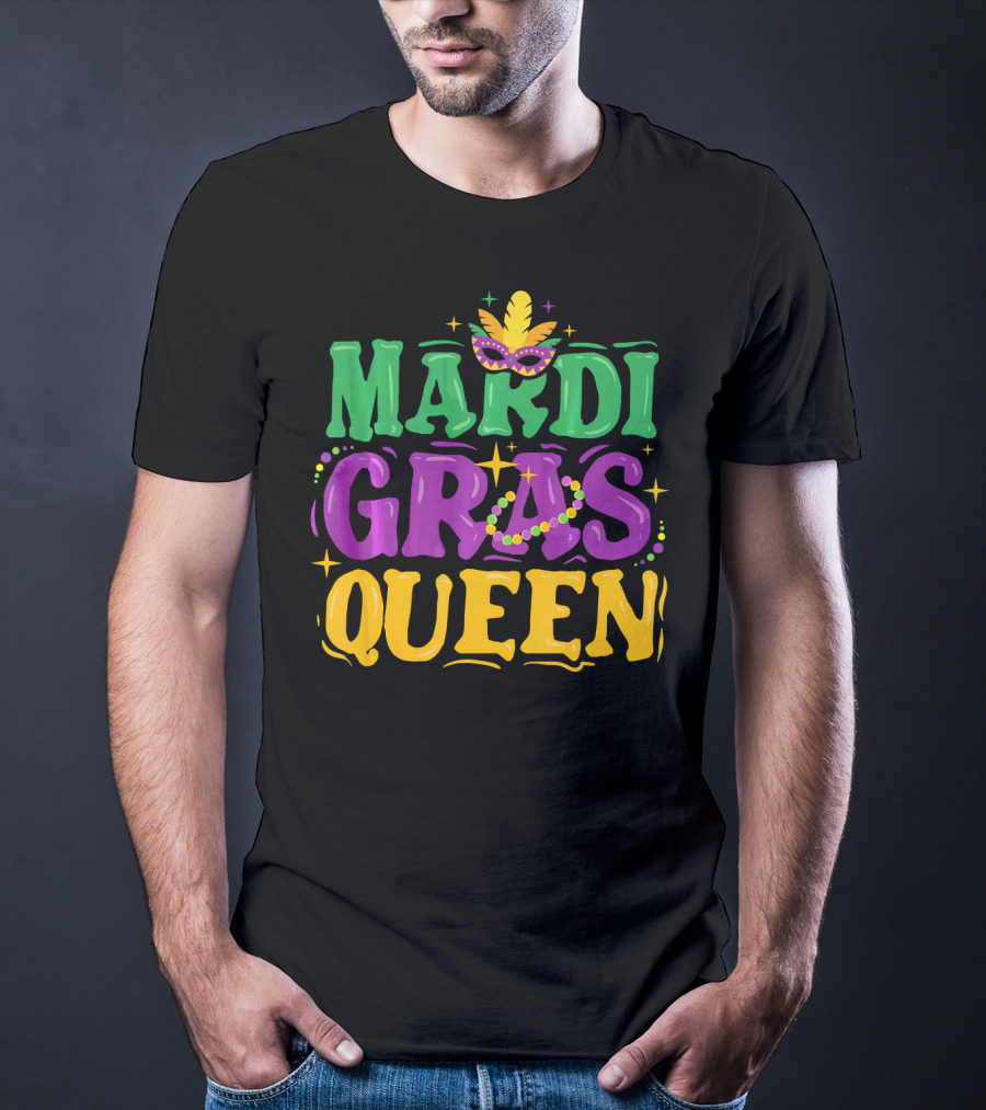 Mardi Gras Queen Beads And Mask Celebration New Orleans T-Shirt