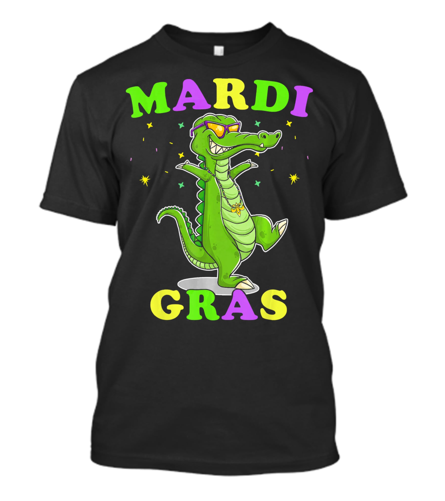Mardi Gras Alligator Party With Sunglasses And Beads T-Shirt