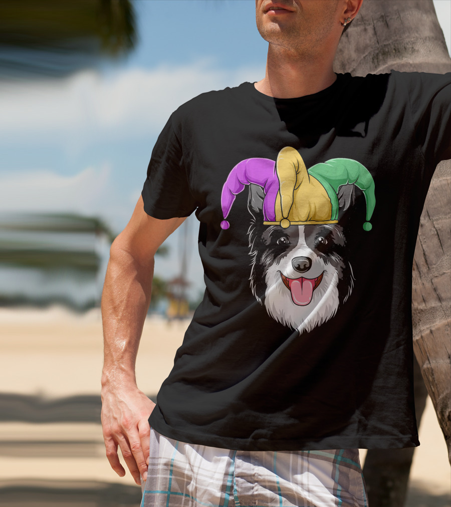 Mardi Gras Jester Hat Collie Carnival T-Shirt