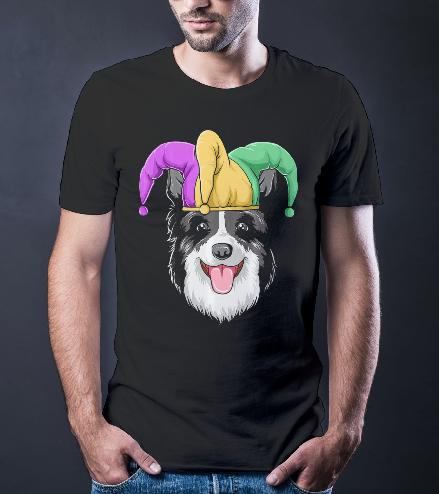 Mardi Gras Jester Hat Collie Carnival T-Shirt