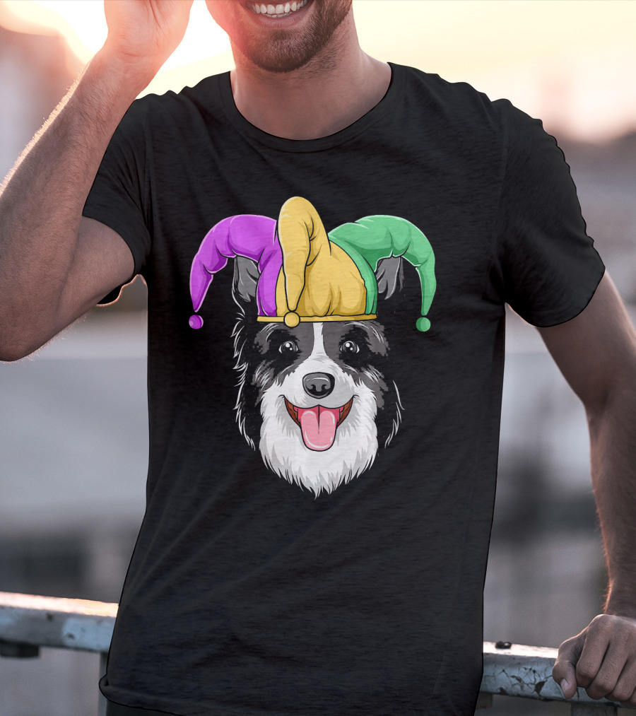 Mardi Gras Jester Hat Collie Carnival T-Shirt