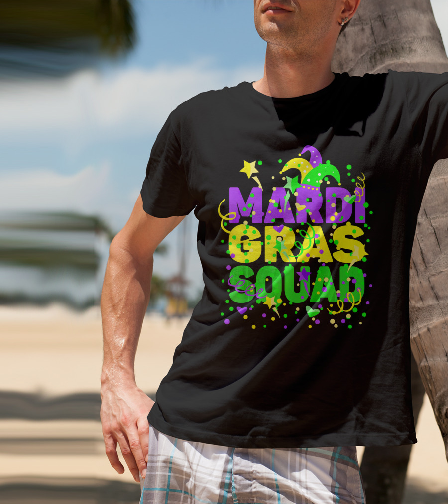 Mardi Gras Squad Stars And Celebration Elements T-Shirt