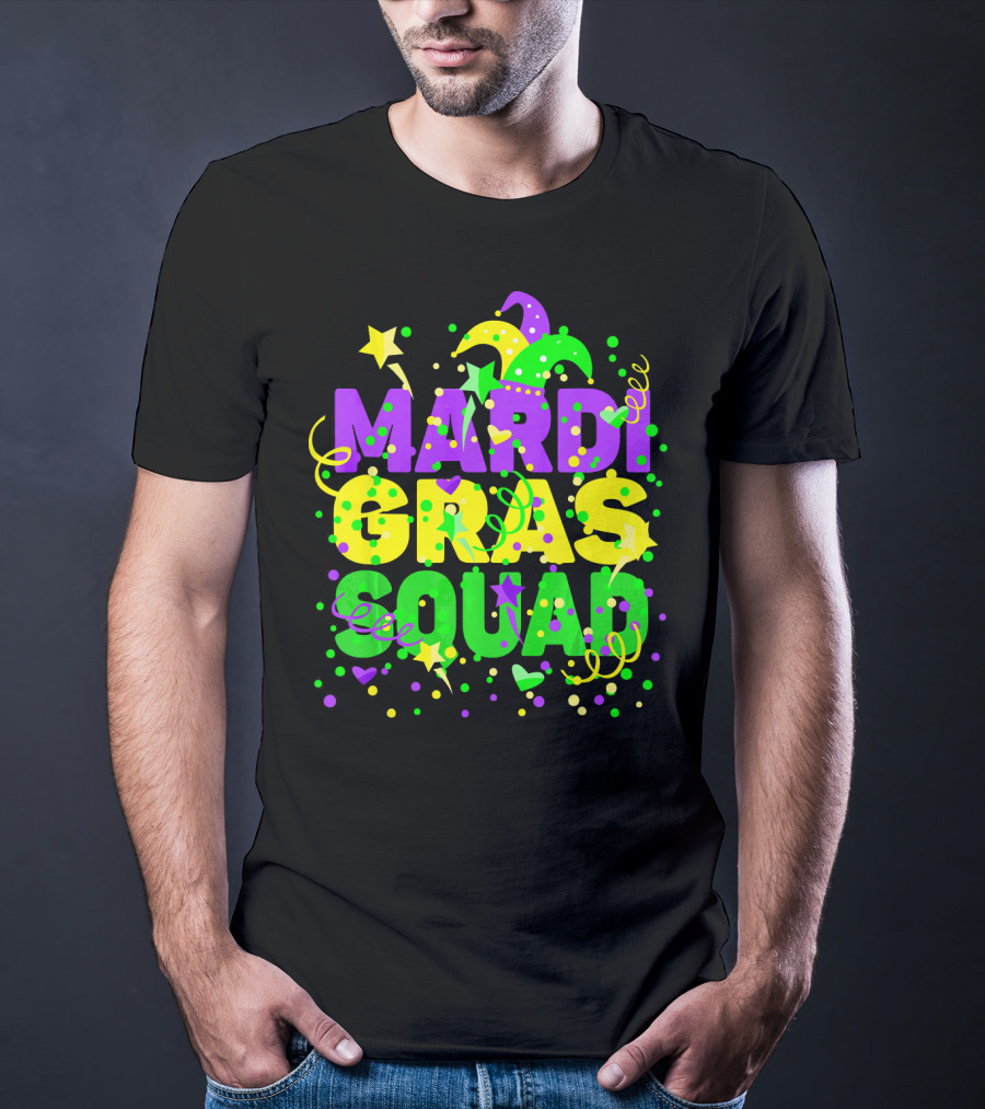 Mardi Gras Squad Stars And Celebration Elements T-Shirt