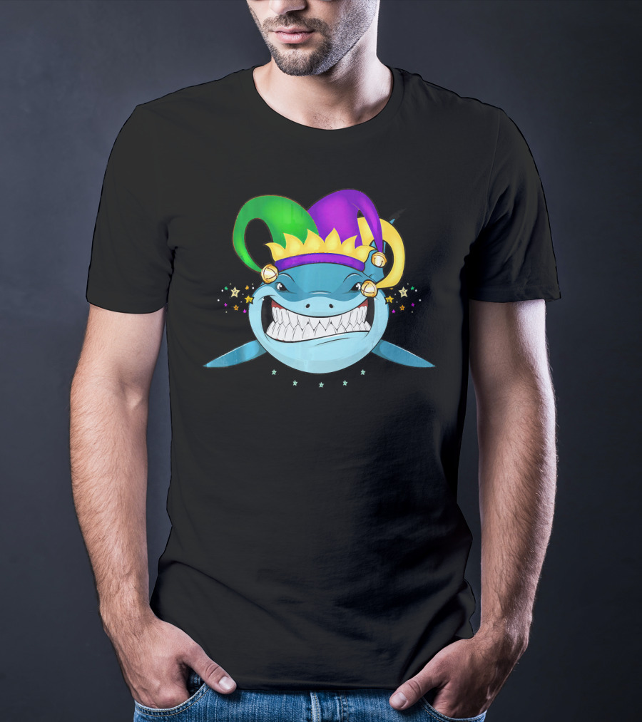Shark Mardi Gras Jester Hat Festival For Boys And Girls T-Shirt