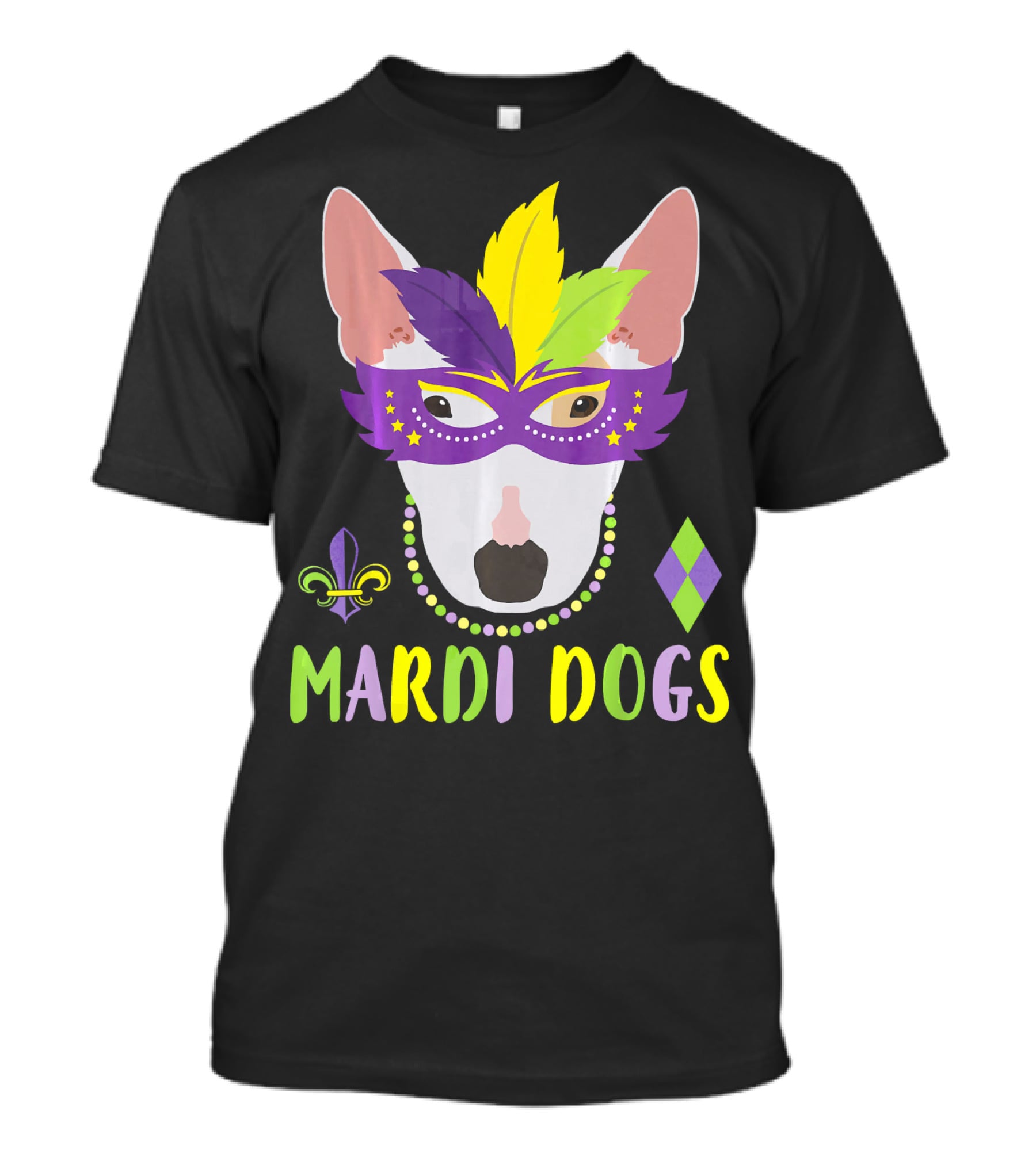 Bull Terrier Mardi Gras Costume Mardi Dogs T-Shirt