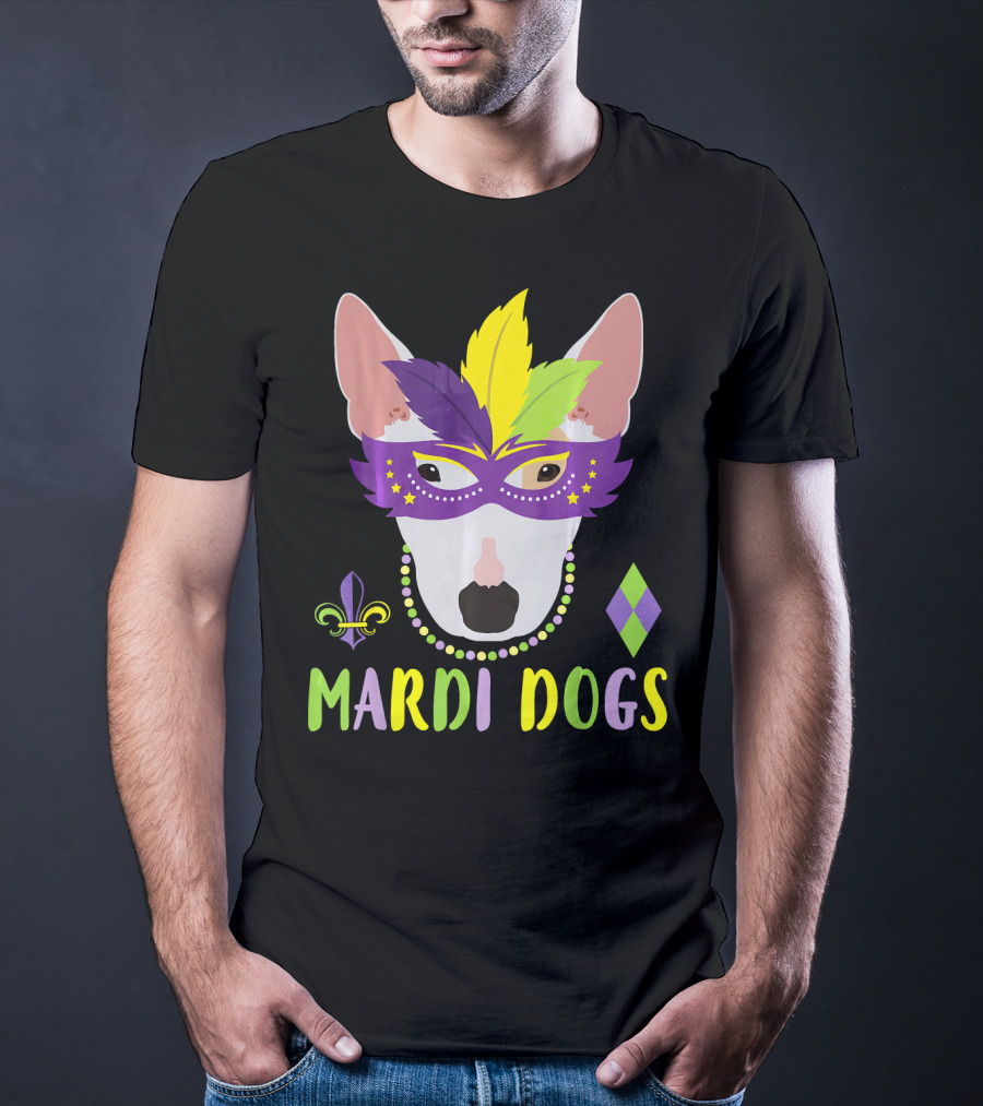Bull Terrier Mardi Gras Costume Mardi Dogs T-Shirt