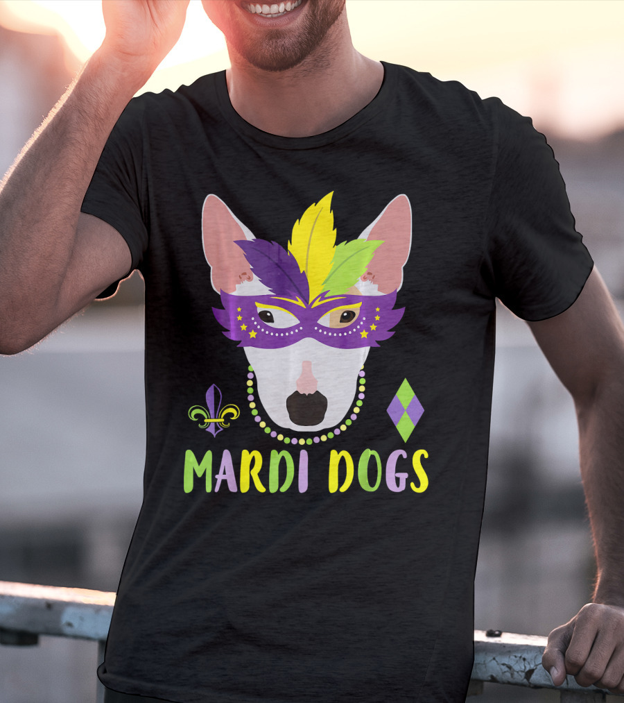 Bull Terrier Mardi Gras Costume Mardi Dogs T-Shirt