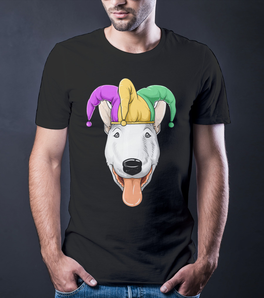 Mardi Gras Bull Terrier Jester Hat Carnival Bul T-Shirt