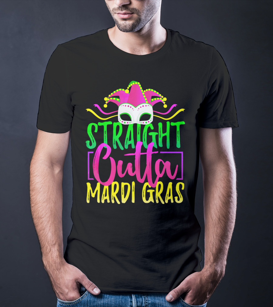 Straight Outta Mardi Gras New Orleans Jester Mask T-Shirt
