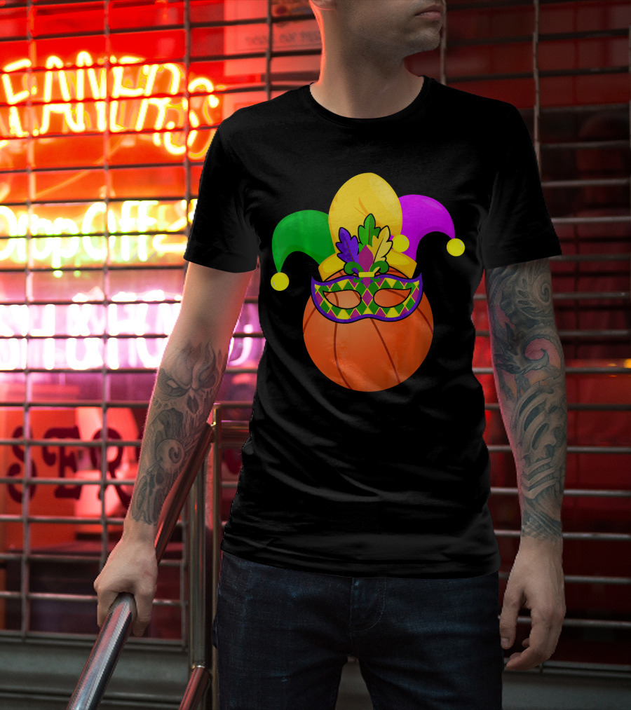 Basketball Carnival Mardi Gras Mask Jester Hat T-Shirt