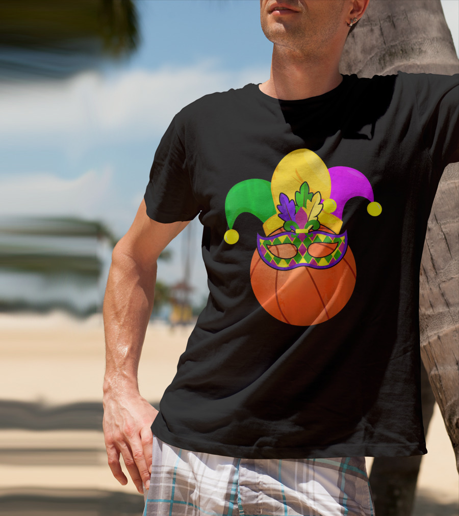 Basketball Carnival Mardi Gras Mask Jester Hat T-Shirt