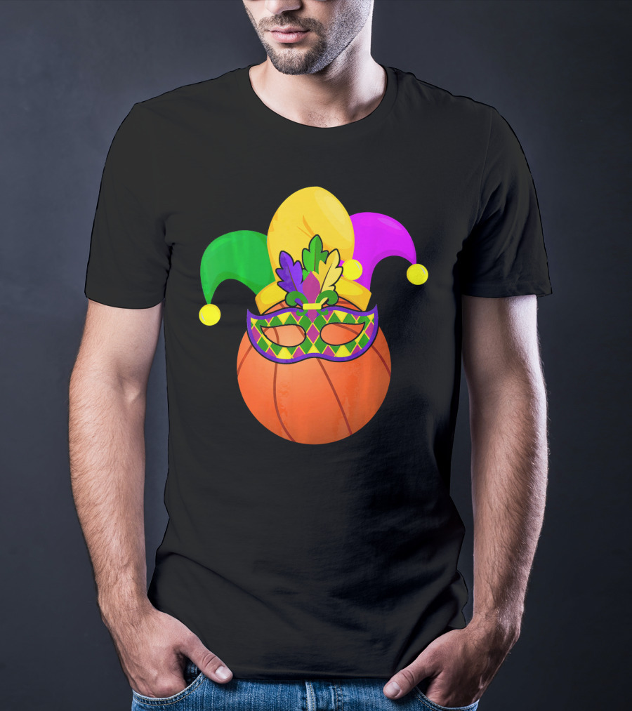 Basketball Carnival Mardi Gras Mask Jester Hat T-Shirt