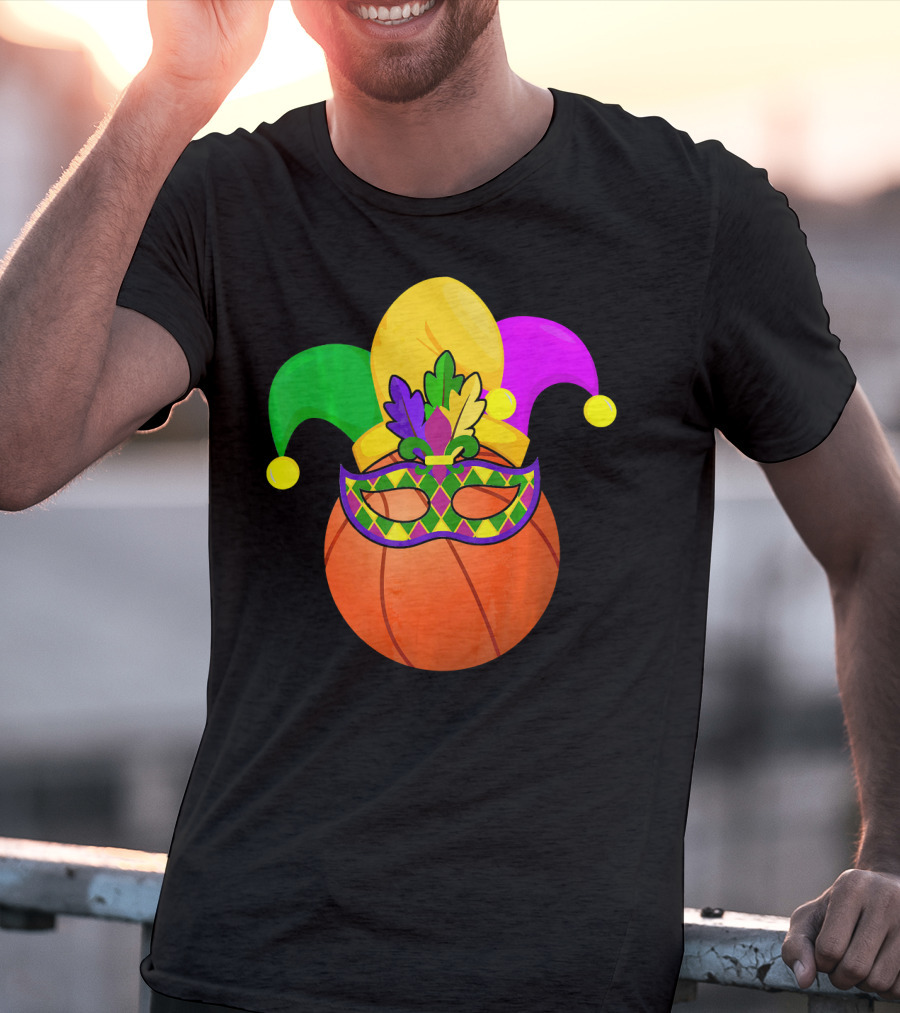 Basketball Carnival Mardi Gras Mask Jester Hat T-Shirt