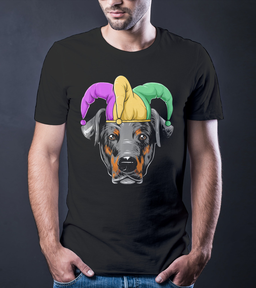 Mardi Gras Doberman Jester Hat Carnival Doberma T-Shirt