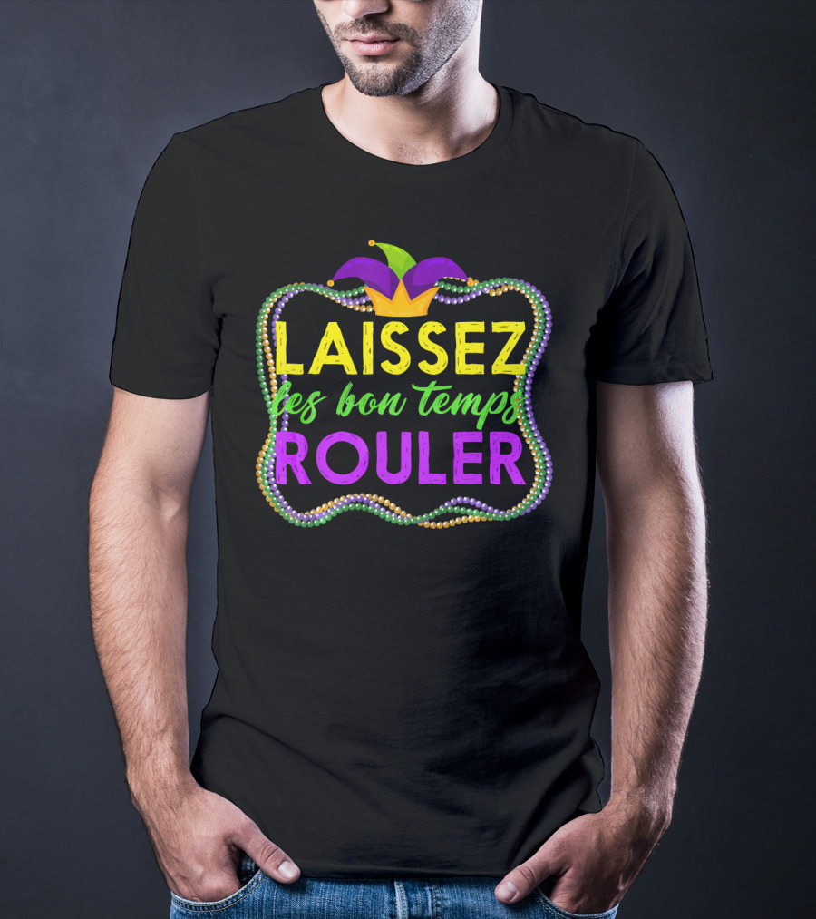 Mardi Gras Laissez Les Bon Temps Rouler Jester Hat Beads T-Shirt