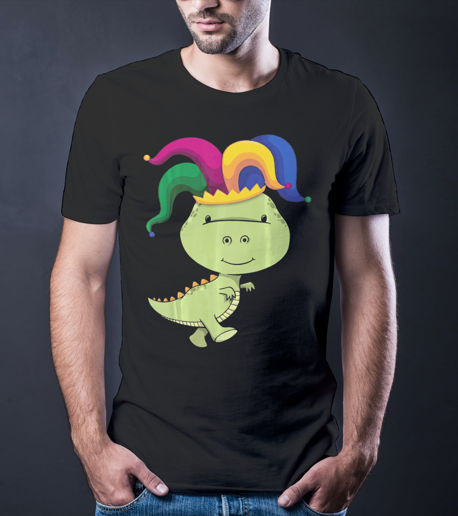 T Rex Dinosaur Jester Hat Mardi Gras T-Shirt
