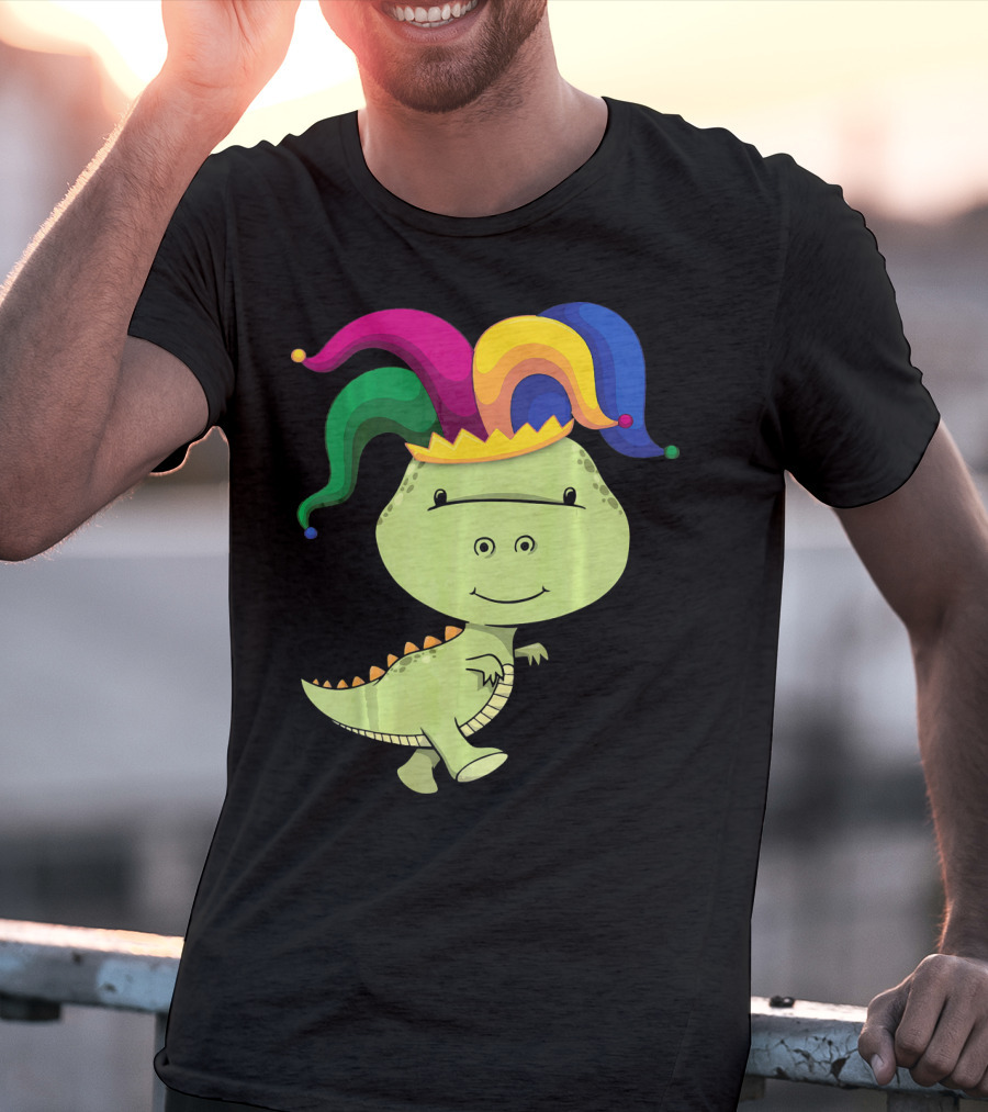 T Rex Dinosaur Jester Hat Mardi Gras T-Shirt
