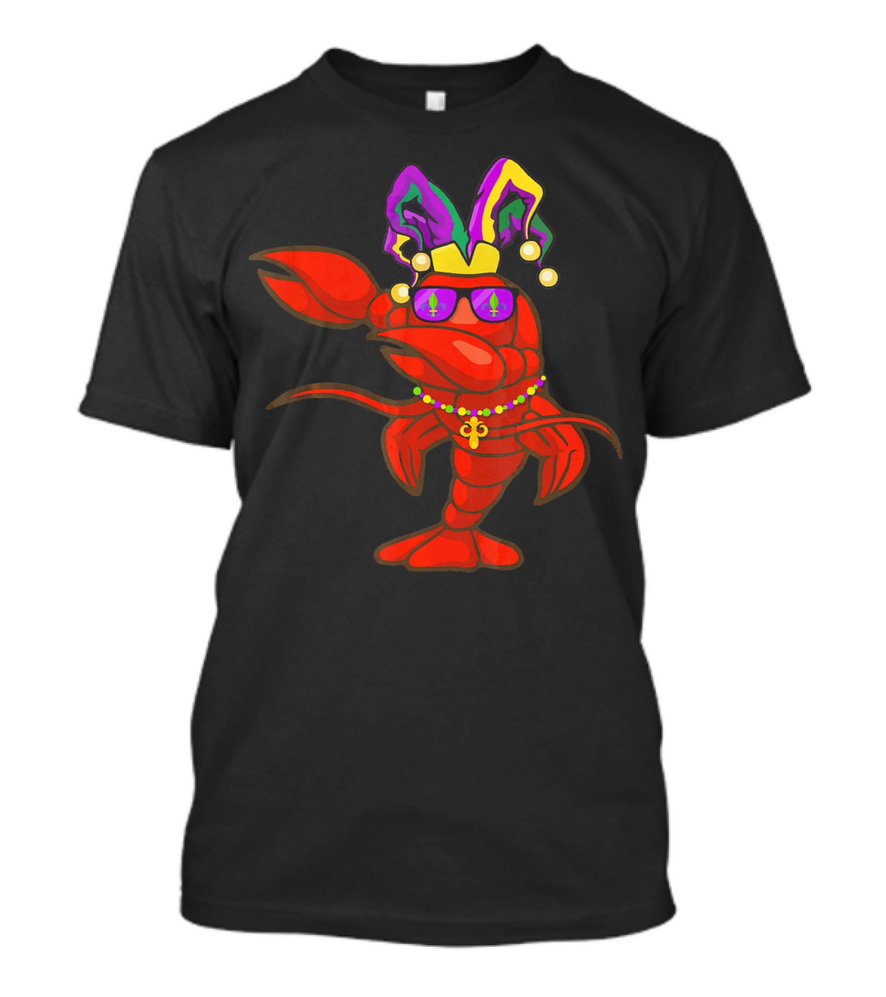Dabbing Crawfish Mardi Gras Bead Hat Party T-Shirt