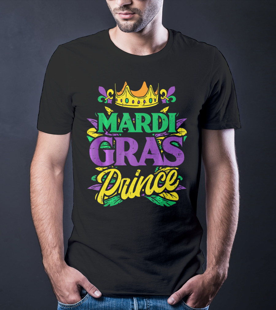 Mardi Gras Prince Crown Fleur-de-Lis Funny Carni T-Shirt