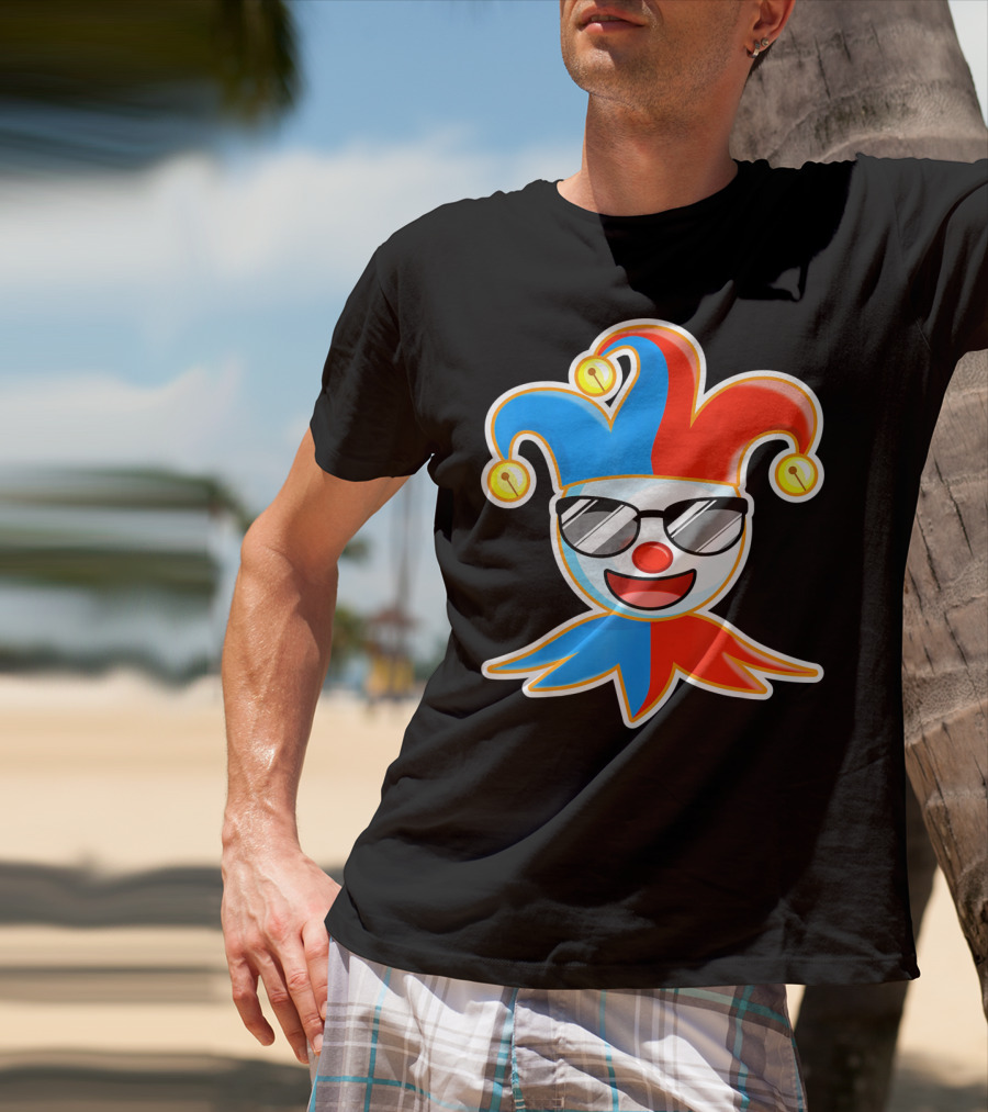 Joker Sunglasses Laughing Clown Jester Hat T-Shirt