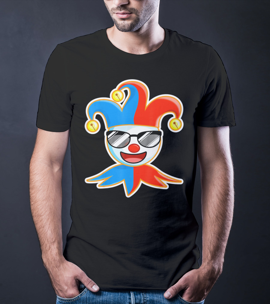Joker Sunglasses Laughing Clown Jester Hat T-Shirt