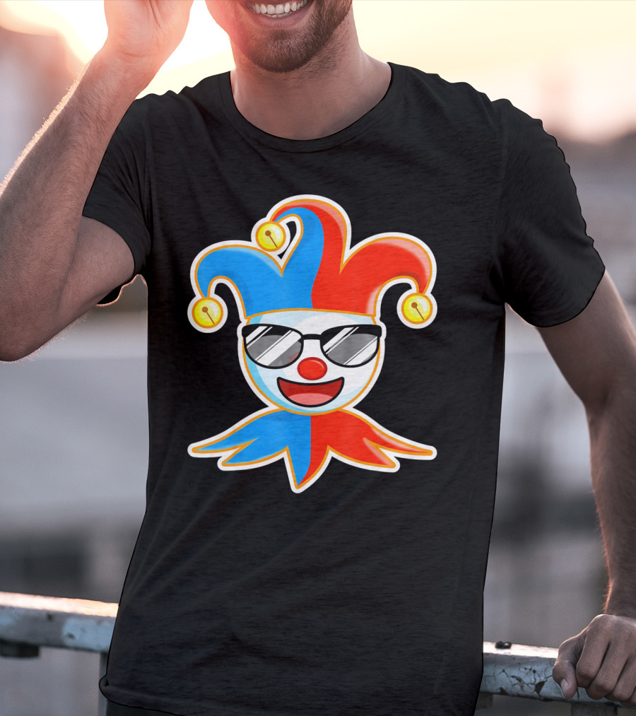 Joker Sunglasses Laughing Clown Jester Hat T-Shirt
