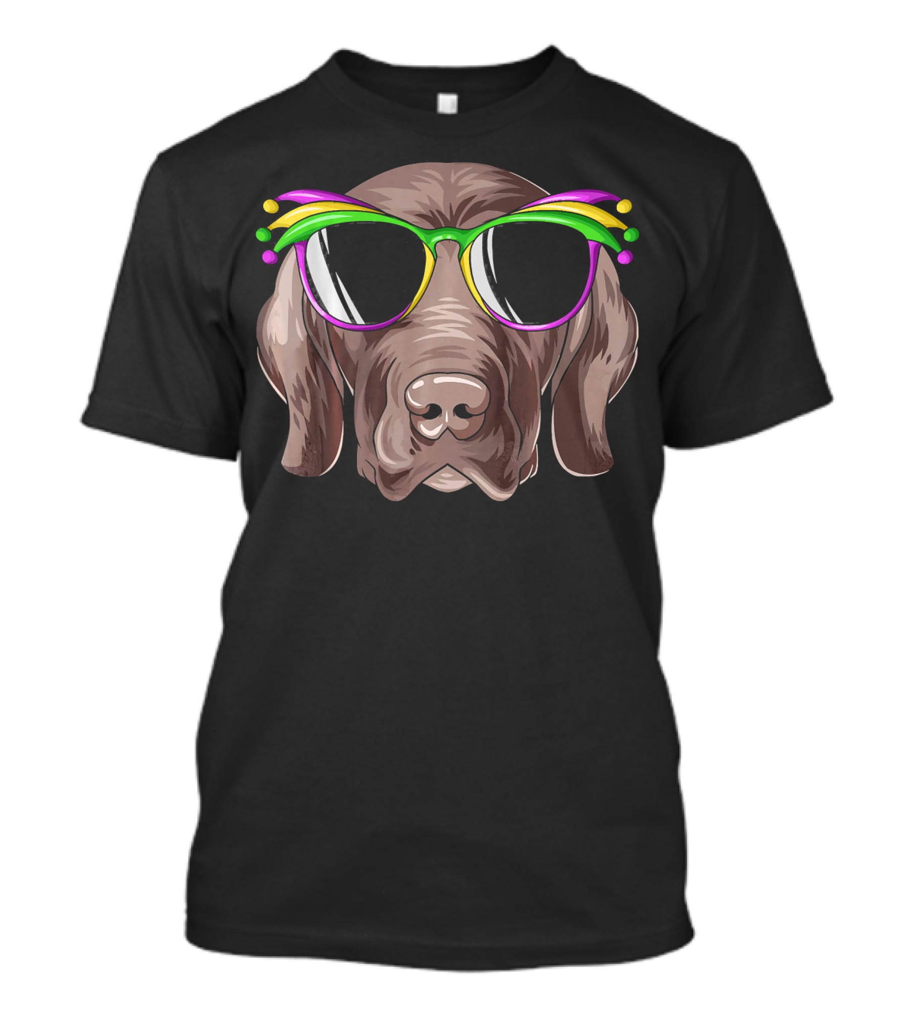 Pointer Mardi Gras Carnival Mask Dog Glasses T-Shirt