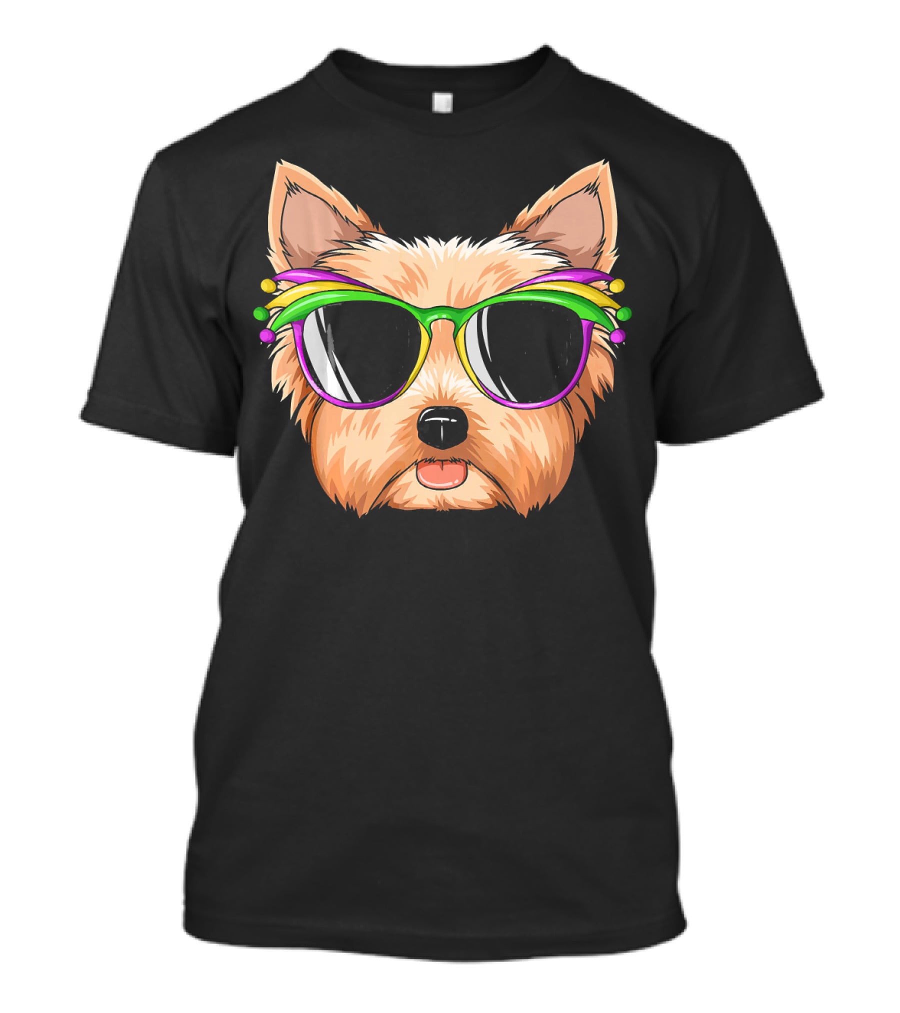 Yorkshire Terrier Mardi Gras Colorful Sunglasses Mask Yorks T-Shirt