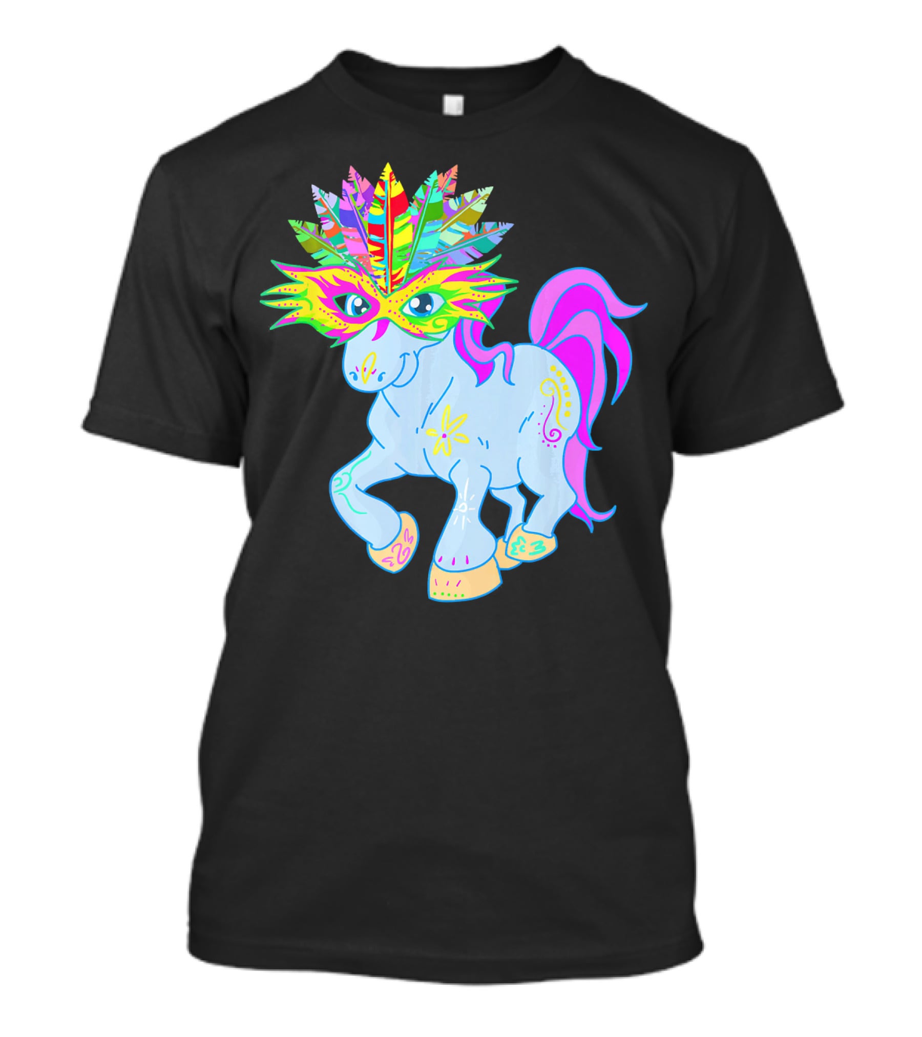 Mardi Gras Unicorn Mask Shrove Tuesday Horse T-Shirt