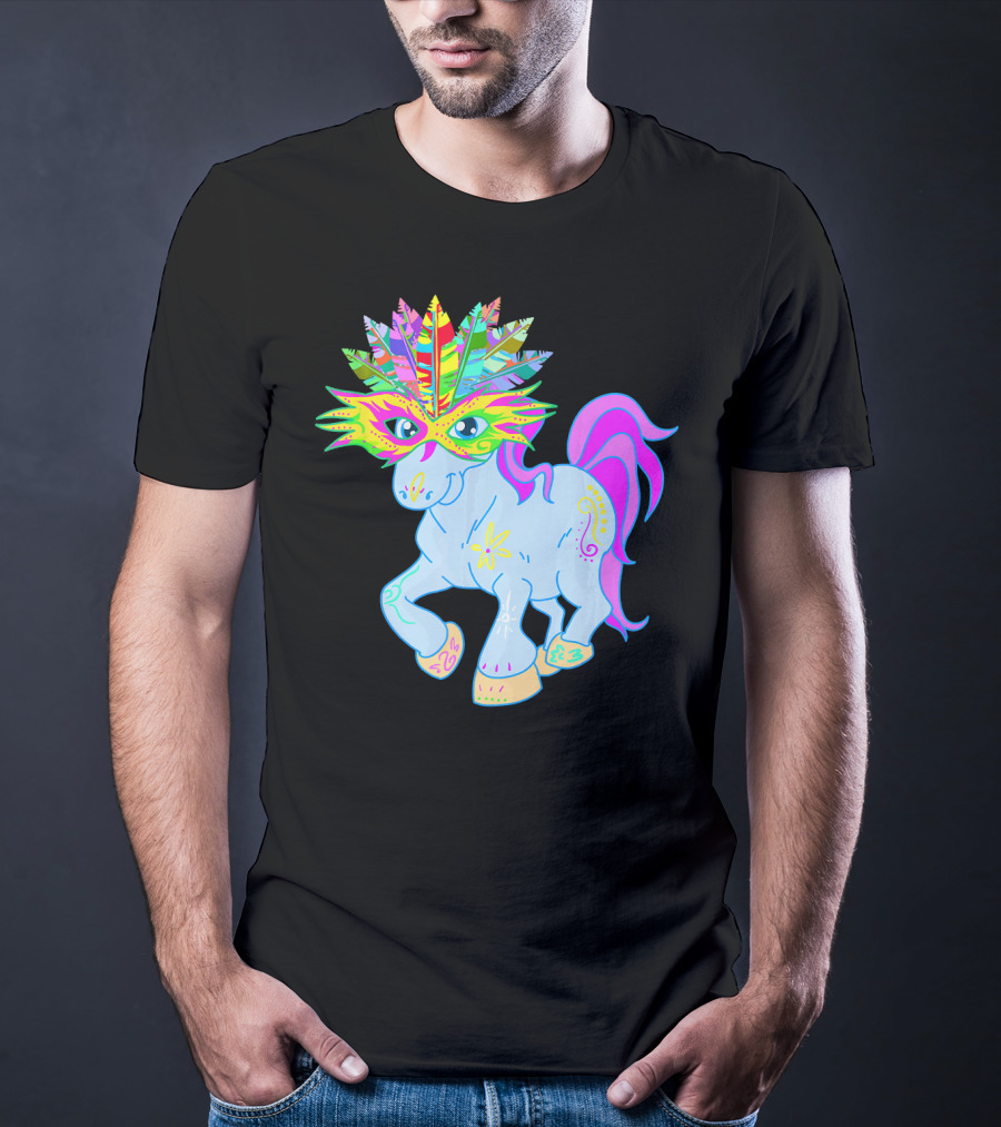 Mardi Gras Unicorn Mask Shrove Tuesday Horse T-Shirt