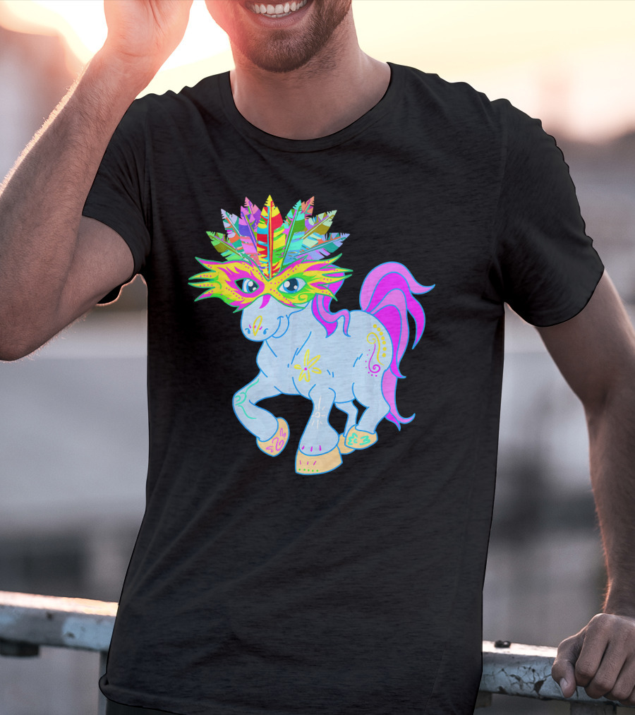Mardi Gras Unicorn Mask Shrove Tuesday Horse T-Shirt