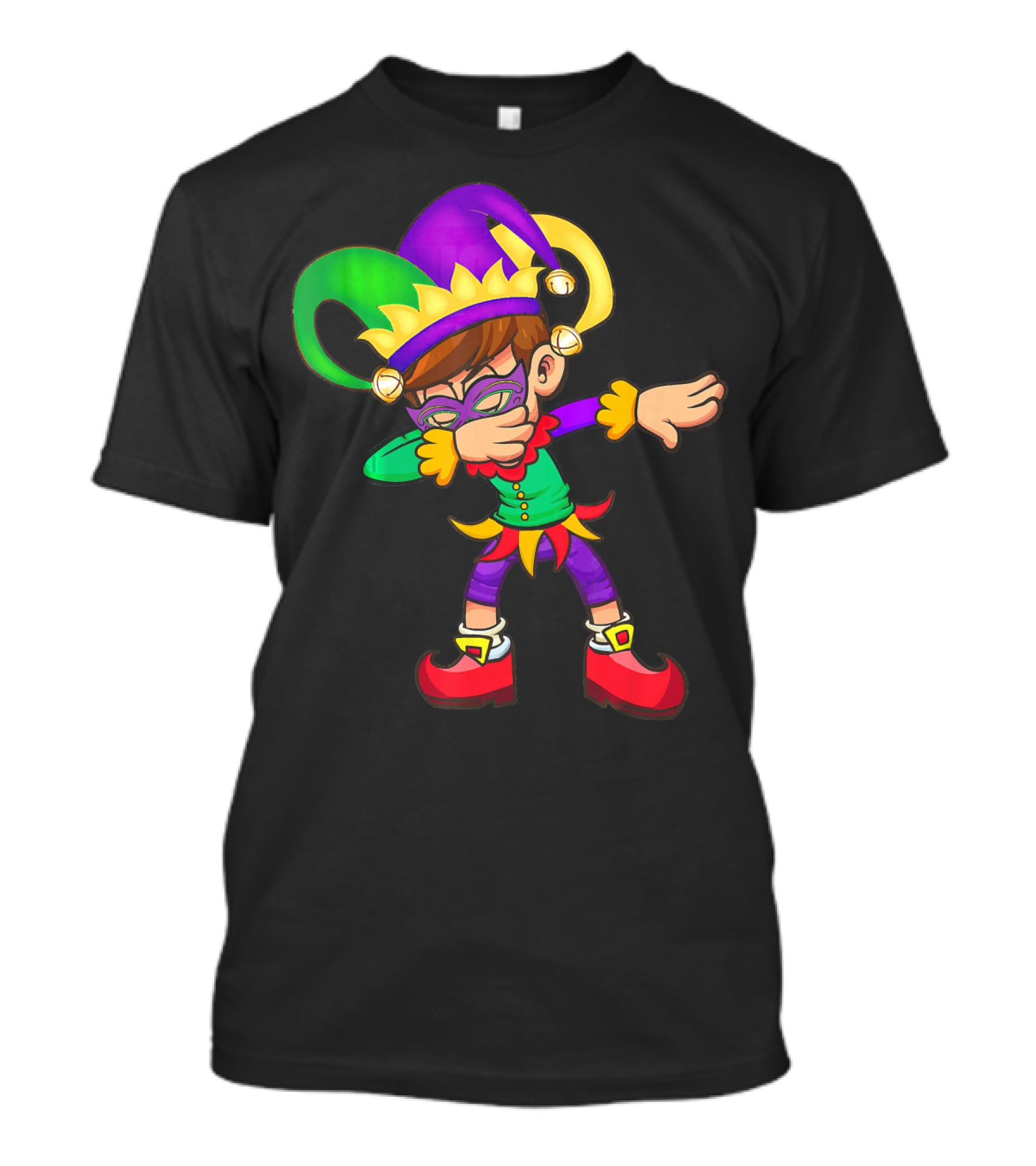 Mardi Gras New Orleans Funny Dabbing Jester Costume Vibrant Colors T-Shirt