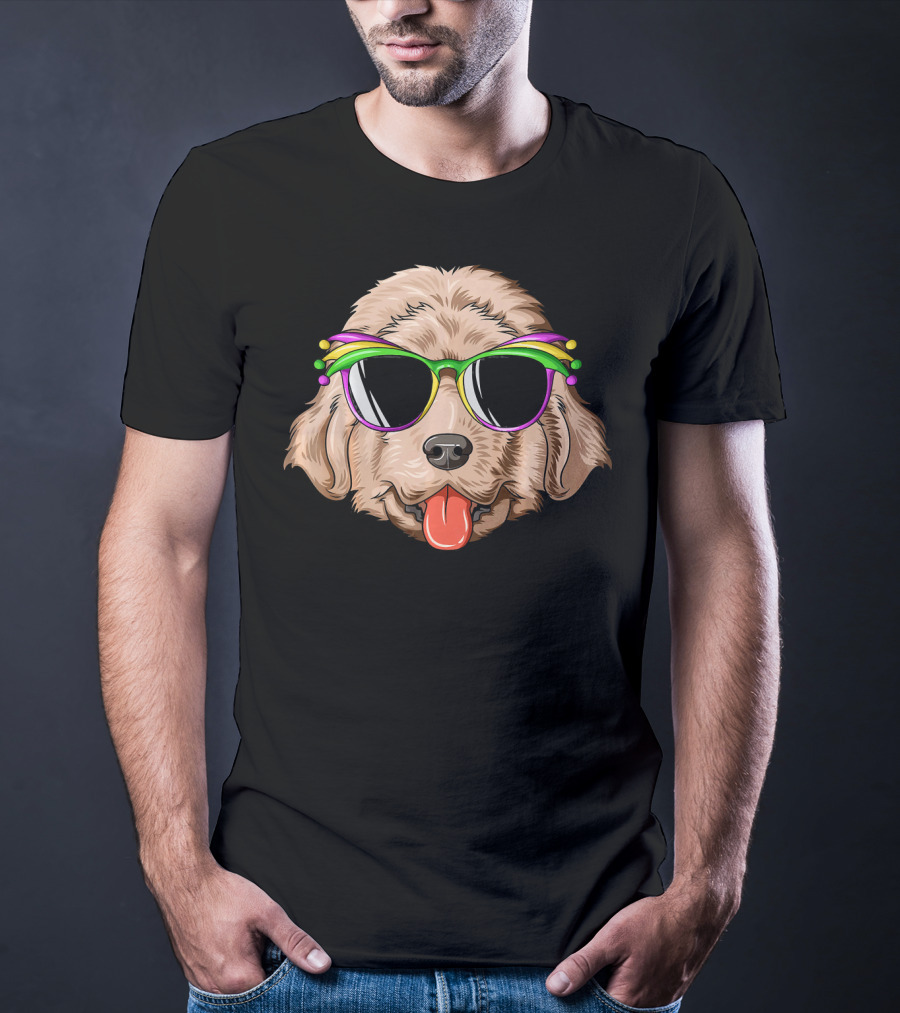 Newfoundland Dog Mardi Gras Carnival Mask Sunglasses T-Shirt