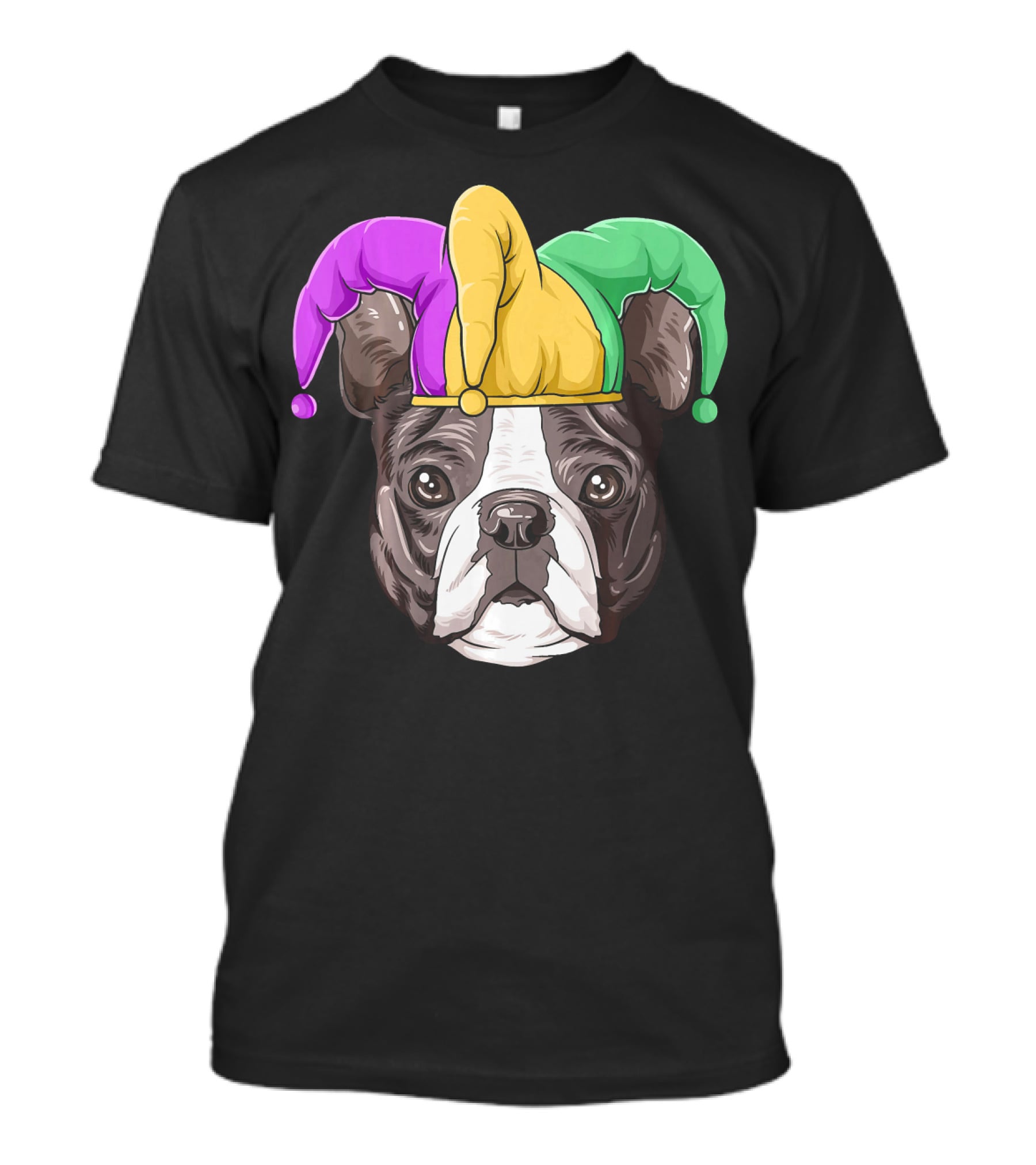 Mardi Gras Boston Terrier Jester Hat T-Shirt