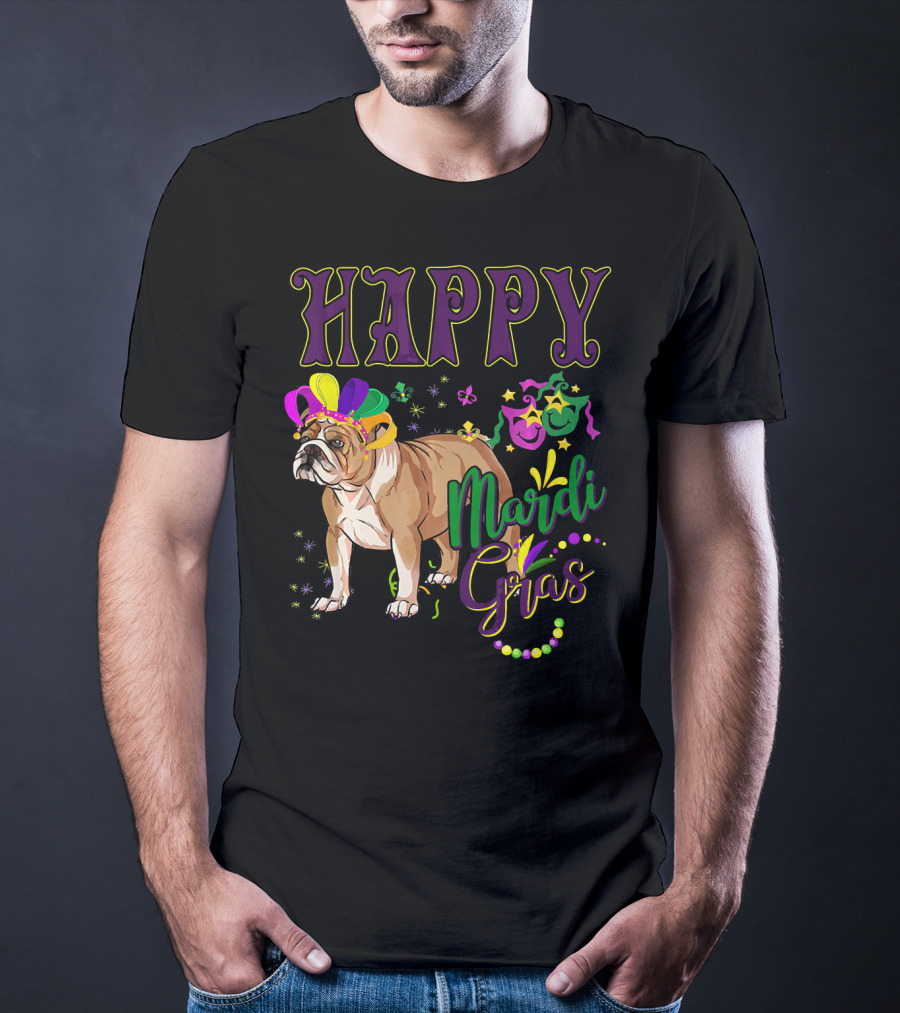Happy Mardi Gras English Bulldog T-Shirt