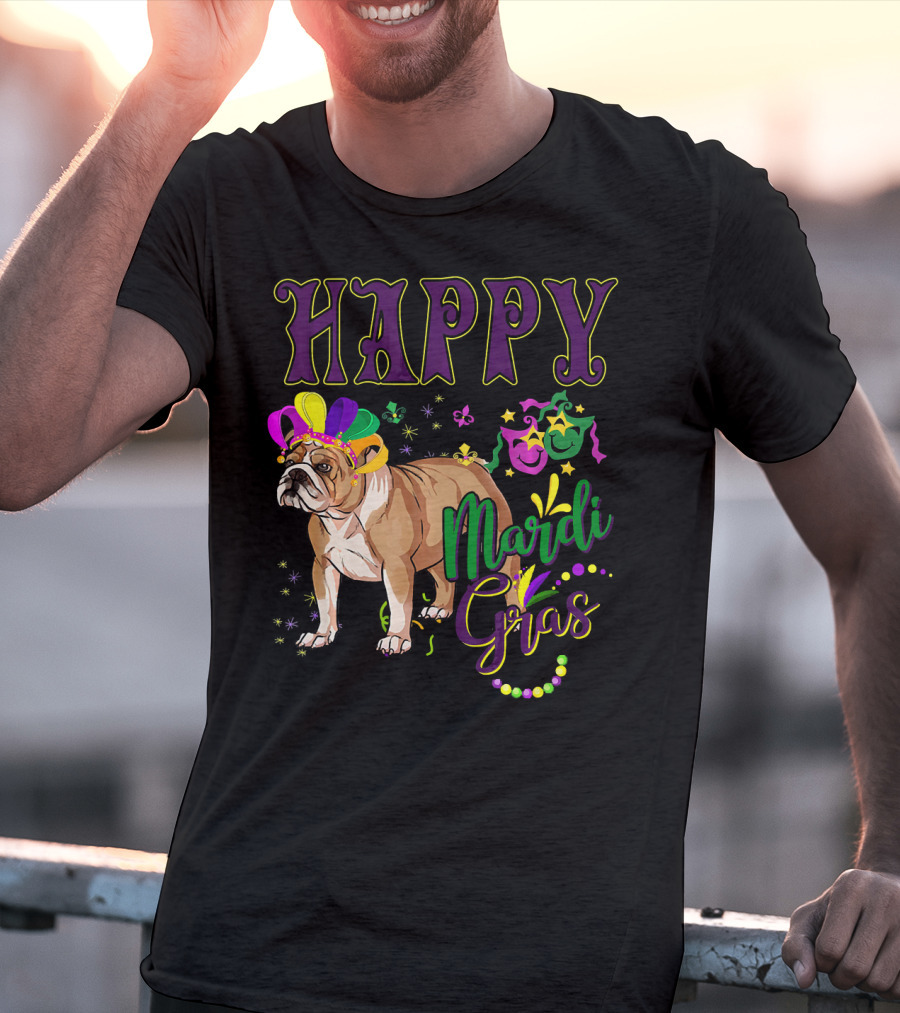 Happy Mardi Gras English Bulldog T-Shirt