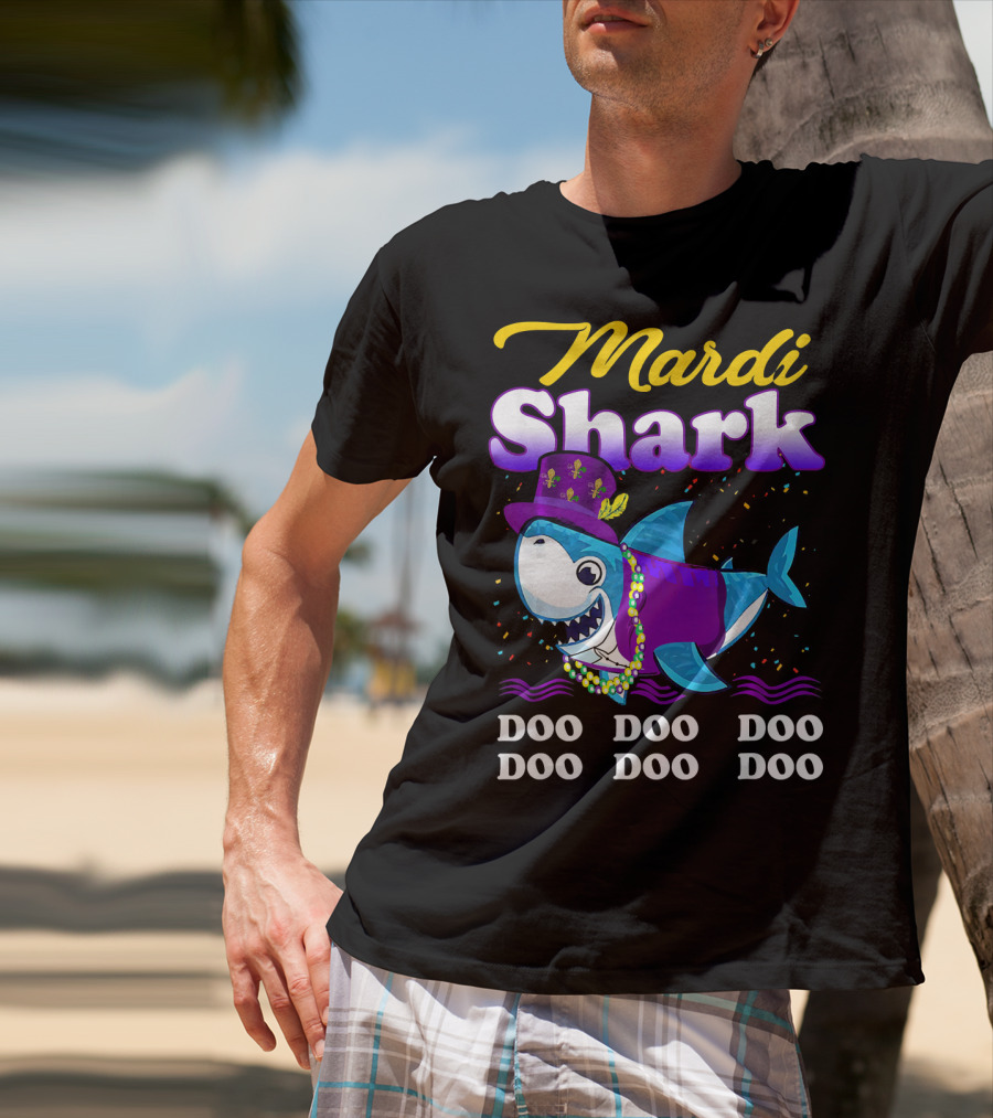 Mardi Shark Doo Doo Doo Doo Funny Mardi Gras T-Shirt