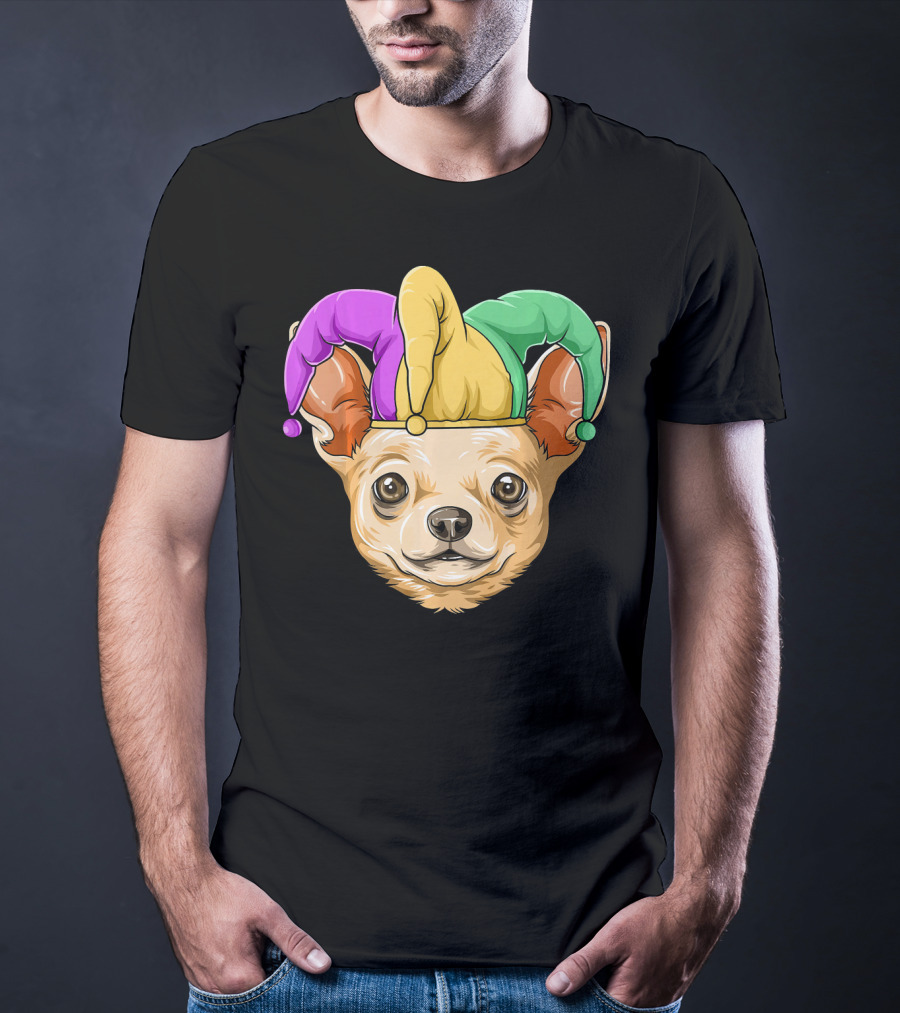 Mardi Gras Chihuahua Jester Hat Festival Carnival Dog T-Shirt